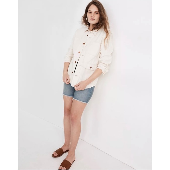 Madewell Ashford Chore Jacket Ecru Size XS Oversized Patch Pocket Shacket - Picture 3 of 12